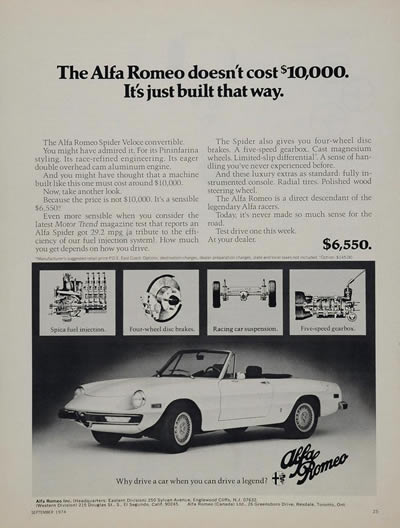 1974 Alfa Romeo Spider Veloce Ad