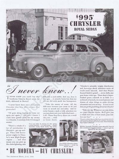 1940 Chrysler Royal 4 door sedan