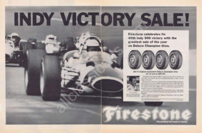 1969 Firestone tires indy 500 victory mario andretti ad