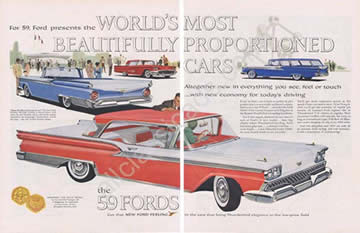 1959 Ford Fairlane 500 Club Victoria, Sunliner, Thunderbird, & Fordor Country Sedan