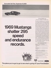 1969 Ford Mustang speed record ad