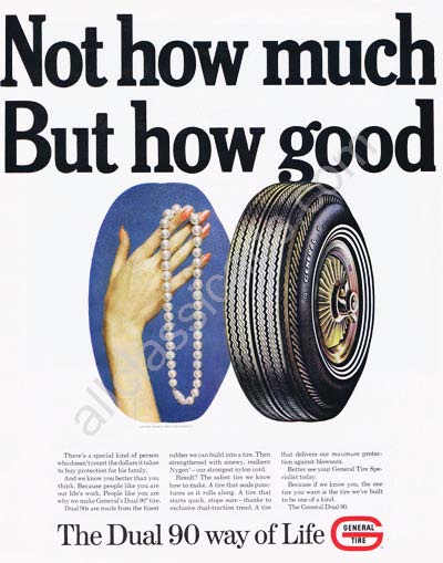 1966 General dual 90 sinewy nygen nylon cord dual traction tread tires ad