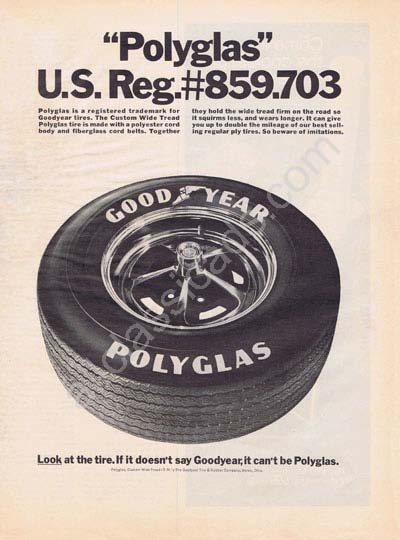 1969 Goodyear polyglas tires ad