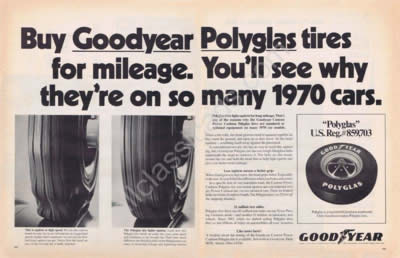 1970 Goodyear polyglas tires squirm ad