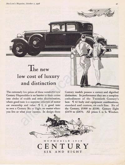 1929 Hupmobile Century Six and Eight Ad2