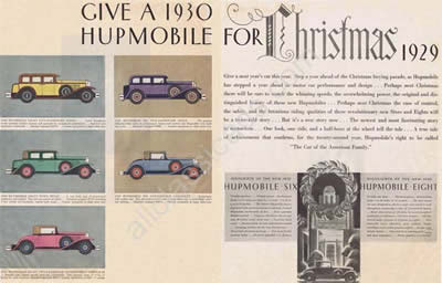 1930 Hupmobile Eight Five-Passenger Sedan, Hupmobile Six Five-Passenger-Sedan, Hupmobile Eight Town Sedan, Hupmobile Six Convertible Cabriolet, and Hupmobile Eight Two-Passenger Convertible Cabriolet