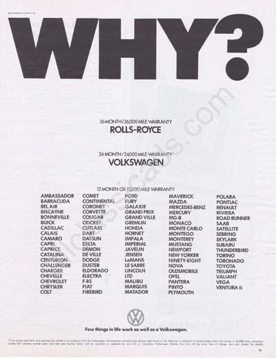 1972 Volkswagen Why? Advertisement